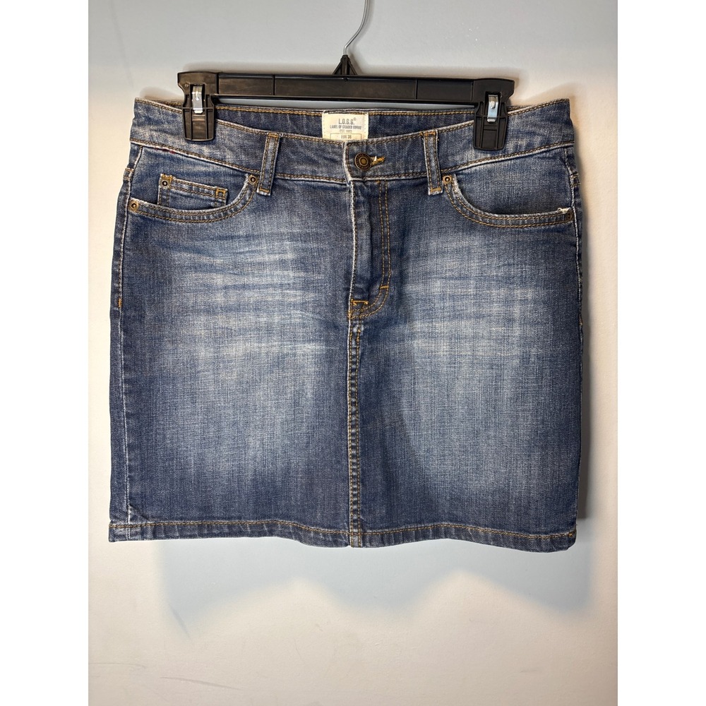 H&M LOGG Womens Denim Mini Skirt Medium Wash Blue Stretch Jean Skirt